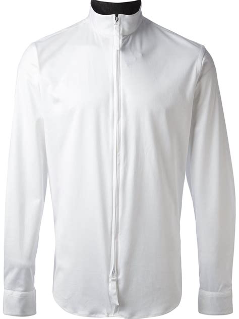 Lyst Giorgio Armani Zipped Shirt In White For Men