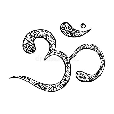 Hand Drawn Ohm Symbol Indian Diwali Spiritual Sign Om With High