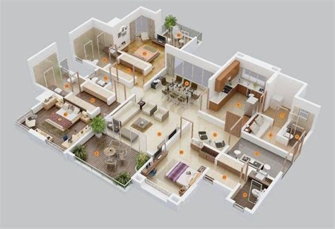 Simple House Floor Plans One Story 3d 3d House Plans Apartment Floor