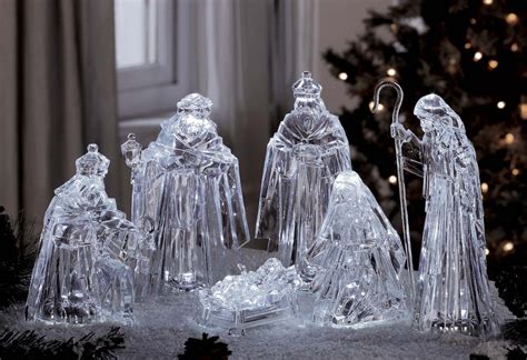 1075 Clear Led Lighted Large Six Piece Nativity Set Decor In 2022