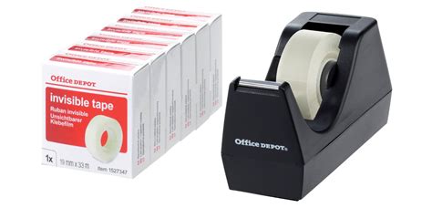 Office Depot Tape Dispenser Black 6 Invisible Tape Rolls Complete