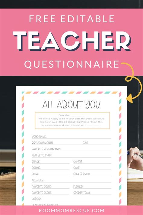 Get To Know Your Teacher With This Free Printable Teacher Questionnaire
