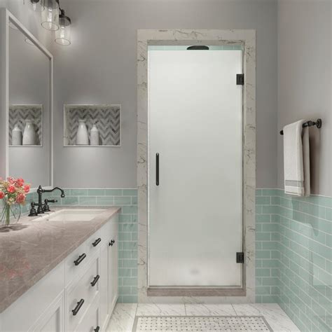 aston kinkade xl 37 75 in 38 25 in x 80 in frameless hinged shower door with ultra bright