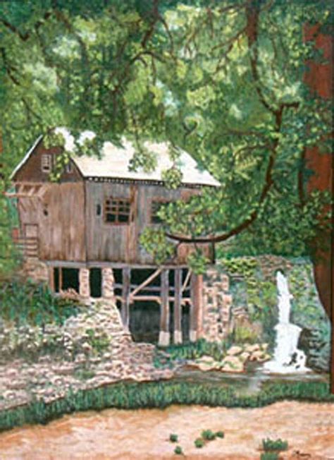 Water Mill In The Woods Painting By Cynthia Massey