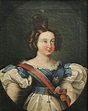 Retrato oficial da jovem rainha Dona Maria II com a banda das Três ...