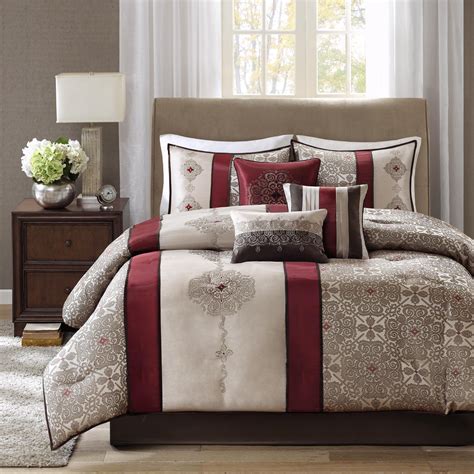 King Size Comforter Set 7 Pc Bed Red Ultra Soft Microfiber Bedroom