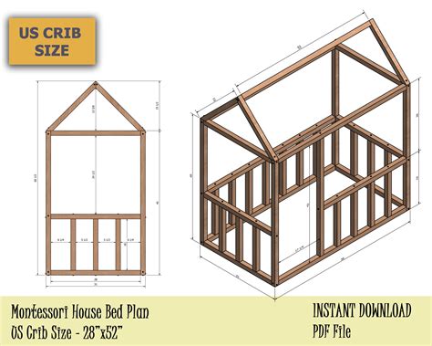 Here's our step by step guide to building your own how to keep a toddler in bed when he has freedom is not an easy task. Montessori Bed Plan, US Crib Size House Bed Frame, Easy ...