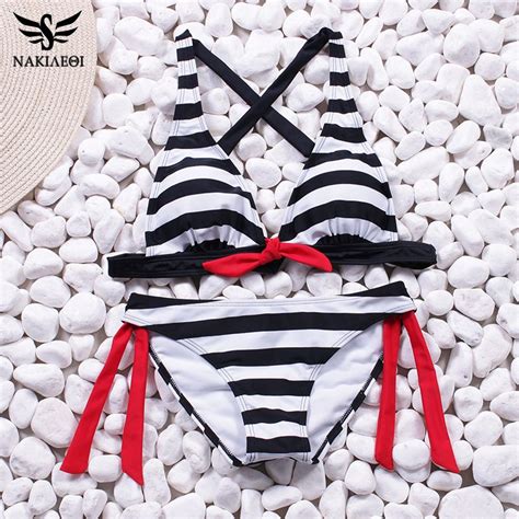 2017 sexy bikinis women swimsuit swimwear halter top plaid brazillian bikini set bathing suit