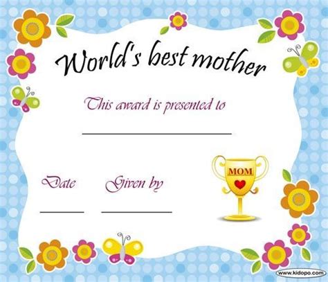 Printable Worlds Best Mom Certificate Printable Word Searches