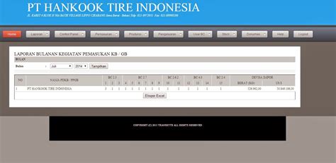 Laporan Bulanan Kegiatan Pemasukan Kbgb It Inventory Kawasan Berikat