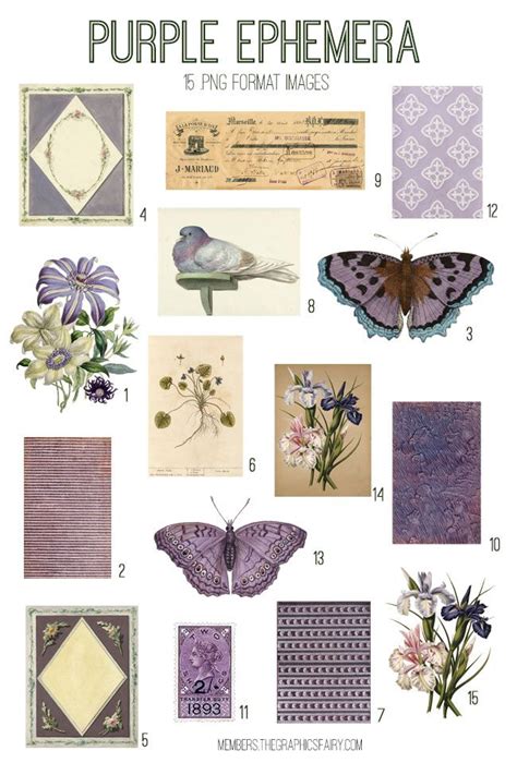 Purple Ephemera Kit Graphics Fairy Premium Membership Journal