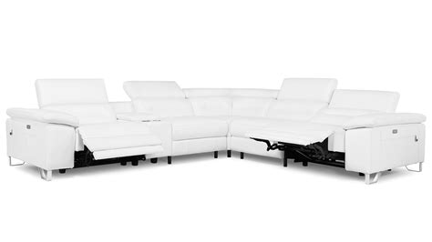 Modern Monaco Off White Leather Sectional Sofa