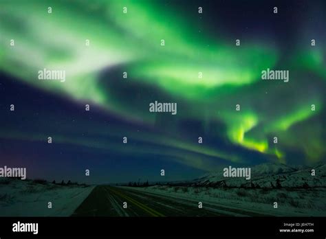 Aurora Borealis Over The Richardson Highway South Of Delta Junction