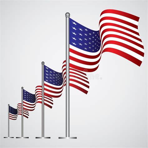 American Flags In A Row Vector Illustration Decorative Background
