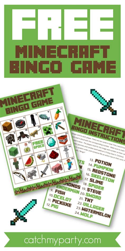 Download Our Free Minecraft Game Printable Bingo Now Catch My Party