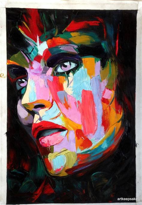 Abstract Portrait Womans Face Palette Knife Textured Oil Painting