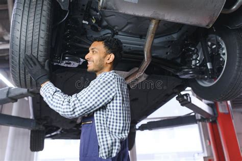 Indian Happy Auto Mechanic In Blue Suit Stock Image Image Of Adult