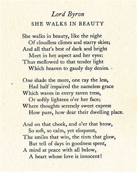Lord Byron She Walks In Beauty Beautiful Poetry Poetry Quotes Poems