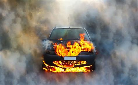 Car On Fire Stock Image Image Of Road Arson Flames 24454319