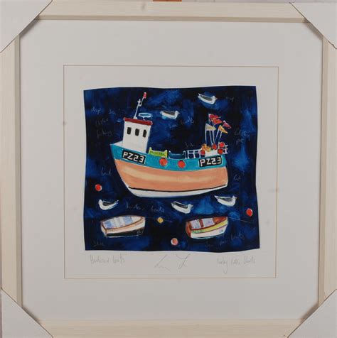 Louise Foxharbour Boatsmixed Mediasigned And Inscribed305 X 32cm