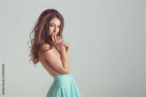 Beautiful Sexy Girl Covered Her Breasts With Her Hands Stock Photo Adobe Stock