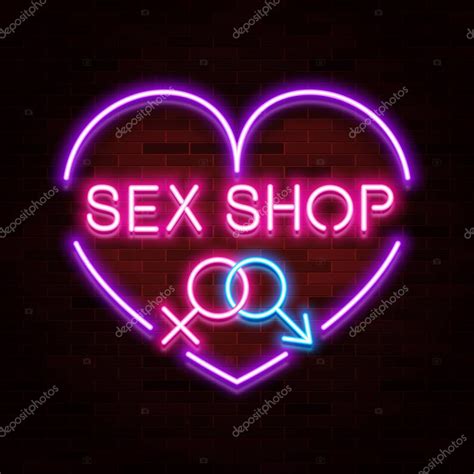 Logo De La Tienda De Sexo Diseño De Texto Realista De Neón Tienda
