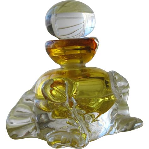 Art Glass Perfume Bottle Signed Vintage Yellow Glass With