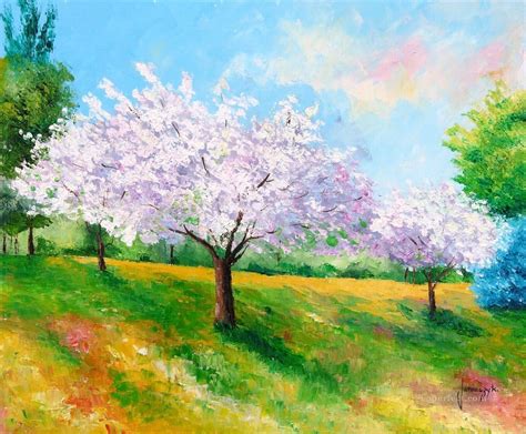 Spring Garden Painting In Oil For Sale