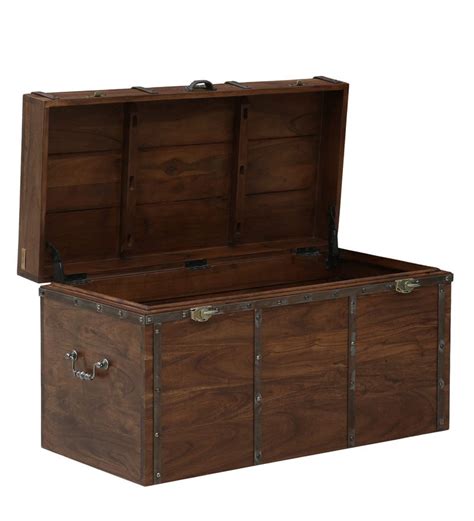 Buy Shawna Solid Wood Trunk In Dark Natural Finish By Bohemiana Online