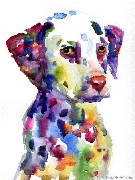 Painting Dalmatian Dog Puppy Watercolor Painting Original Art By