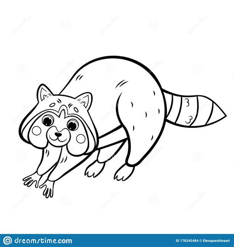 Coloring is a fun way for kids to be creative and learn how to draw and use the colors. Coloring Page Outline Of Cute Cartoon Raccoon. Vector ...