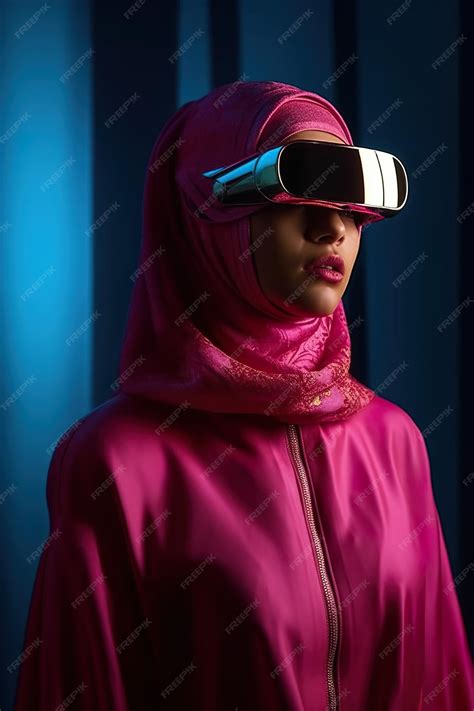Premium Ai Image A Woman Wearing A Hijab And A Pair Of Virtual Glasses Generative Ai Image