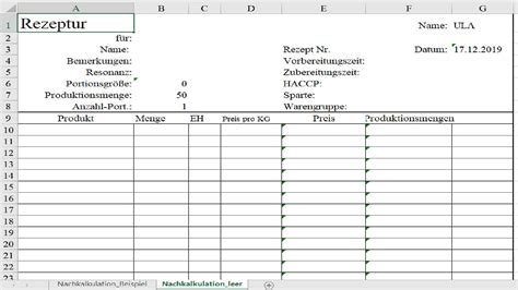 Kalkulation Gastronomie Getränke Excel Kalkulation Von