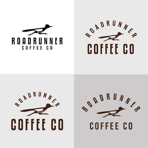 Four Logos For Roadrunner Coffee Co Including One With A Bird On The Top