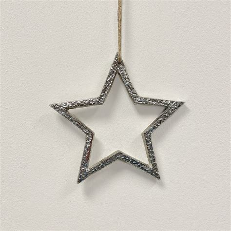 Silver Hanging Star 15cm 53199 Christmas Hanging Decorations