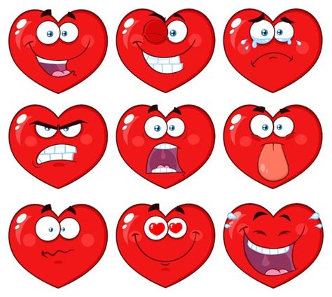 Personagem De Rosto Emoji Coração Vermelho Dos Desenhos Animados