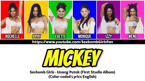 Sexbomb Girls Mickey Color Coded Lyric Video Youtube
