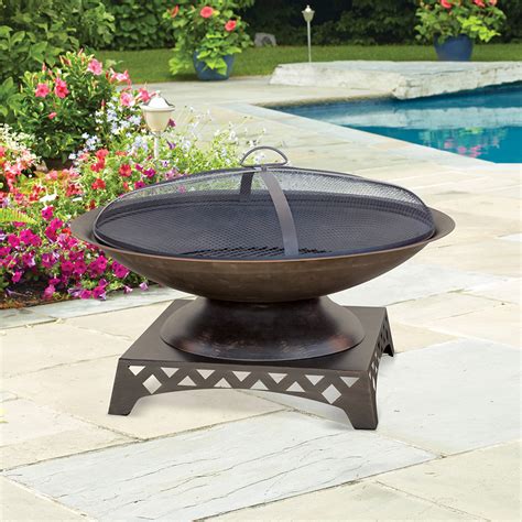 Oil Rubbed Bronze Wood Outdoor Firebowl