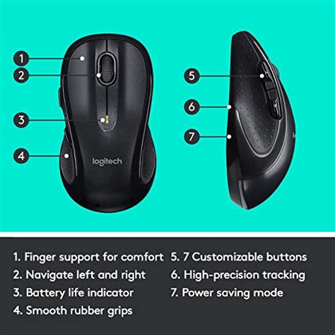 Logitech M510 Wireless Computer Mouse Comfortable Shape With Usb