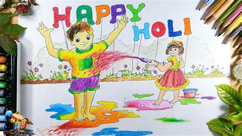 Happy Holi Festival Drawing Oil Pastel Youtube
