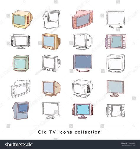 Set Televisions Vintage Vector Illustration Stock Vector Royalty Free