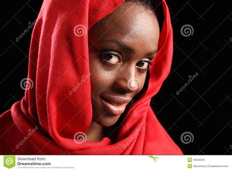 Beautiful Black Girl In Headscarf With Happy Smile Royalty