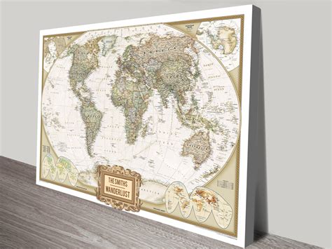 custom wanderlust world travel map with push pins canvas print sydney