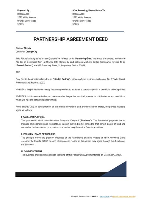 Supplementary Deed Of Partnership Template Google Docs Word Apple Pages Template Net