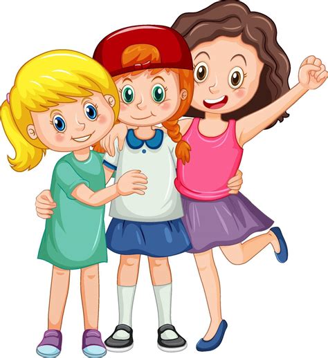 Three Cute Girls Cartoon Character 3214917 Vector Art At Vecteezy