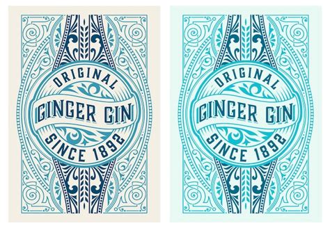 Premium Vector Vintage Label With Gin Liquor Design
