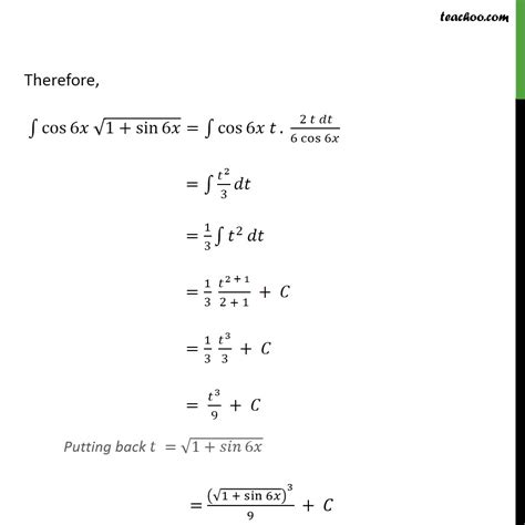 example 37 evaluate integral cos 6x root 1 sin 6x dx