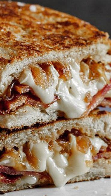 Crispy Bacon And Brie Grilled Cheese Sandwich With Caramelised Onions