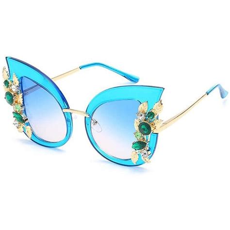 Woman Cat Eye Sunglasses Stylish Oversized Frame Eyewear With Rhinestones C4 Cj189l9cncd