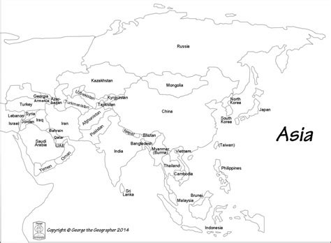 Printable Map Asia With Countries And Capitals Noavg Outline Of